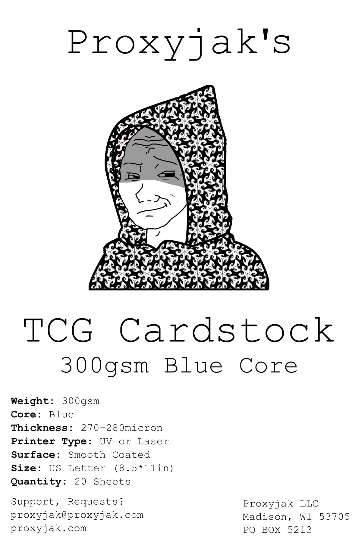 300gsm Blue Core Cardstock - 275micron - Commercial TCG Cardstock - UV or Laser Printing Only