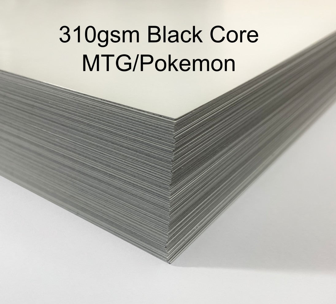 310gsm Black Core Cardstock (Pokemon, MTG) - 300micron - Commercial TCG Cardstock - UV or Laser Printing Only