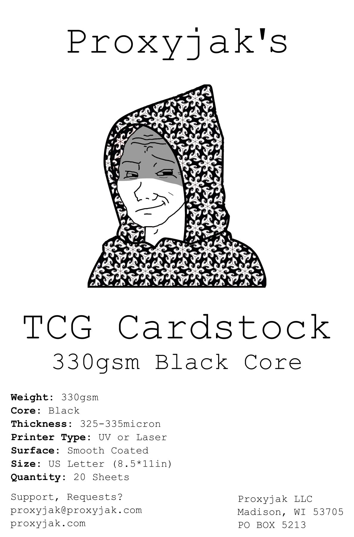 330gsm Black Core Cardstock (MTG) - 330micron - Commercial TCG Cardstock - UV or Laser Printing Only